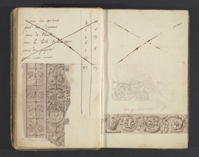 Sketchbook, Percier, Charles, 1764-1838, pencil, ink, wash, 1790, The sketchbook, attributed to the architect Charles Percier