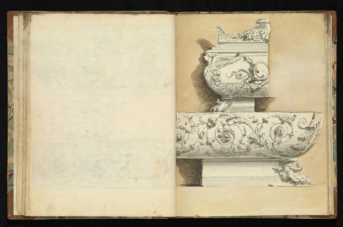 Sketchbook of ornamental and decorative designs, 18th century, pencil, pen, and wash drawings, Late 18th century, The sketchbook