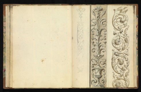 Sketchbook of ornamental and decorative designs, 18th century, pencil, pen, and wash drawings, Late 18th century, The sketchbook
