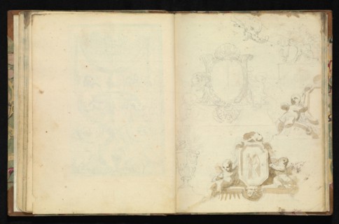 Sketchbook of ornamental and decorative designs, 18th century, pencil, pen, and wash drawings, Late 18th century, The sketchbook