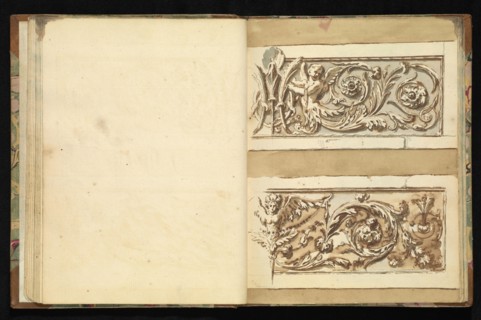 Sketchbook of ornamental and decorative designs, 18th century, pencil, pen, and wash drawings, Late 18th century, The sketchbook