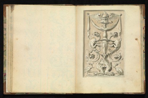 Sketchbook of ornamental and decorative designs, 18th century, pencil, pen, and wash drawings, Late 18th century, The sketchbook