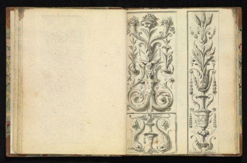 Sketchbook of ornamental and decorative designs, 18th century, pencil, pen, and wash drawings, Late 18th century, The sketchbook