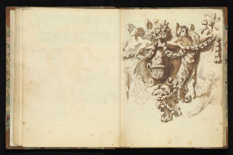 Sketchbook of ornamental and decorative designs, 18th century, pencil, pen, and wash drawings, Late 18th century, The sketchbook
