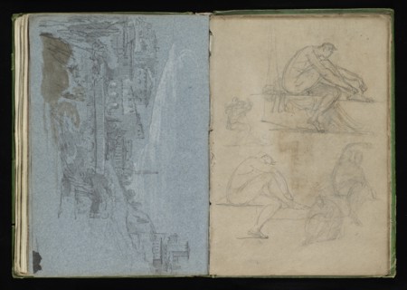 Roman sketchbook, Gauffier, Louis, 1761-1801, pencil, pen and black and brown ink, grey and brown wash, and black and white