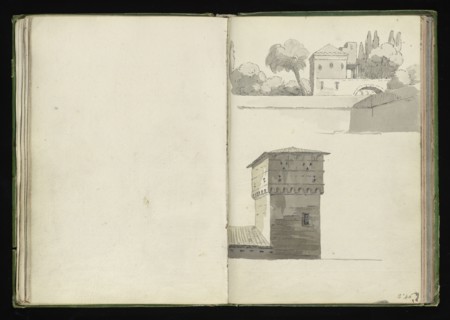 Roman sketchbook, Gauffier, Louis, 1761-1801, pencil, pen and black and brown ink, grey and brown wash, and black and white