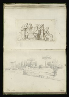 Roman sketchbook, Gauffier, Louis, 1761-1801, pencil, pen and black and brown ink, grey and brown wash, and black and white