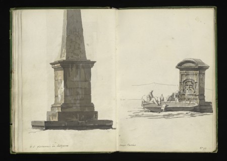 Roman sketchbook, Gauffier, Louis, 1761-1801, pencil, pen and black and brown ink, grey and brown wash, and black and white