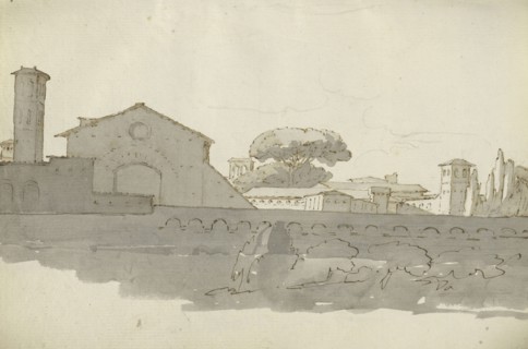 Roman sketchbook, Gauffier, Louis, 1761-1801, pencil, pen and black and brown ink, grey and brown wash, and black and white