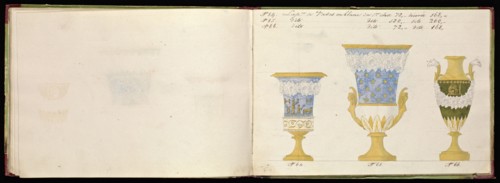 Honoré porcelain sample catalog, Honoré, Firm, 19th century, watercolor, gouache, ink, graphite, ca. 1800-1820, The manuscript