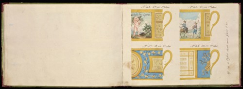 Honoré porcelain sample catalog, Honoré, Firm, 19th century, watercolor, gouache, ink, graphite, ca. 1800-1820, The manuscript