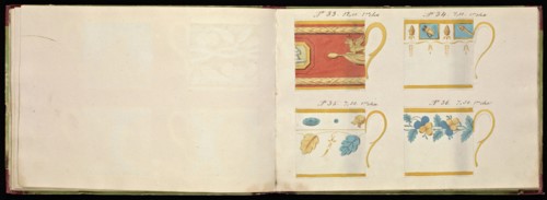 Honoré porcelain sample catalog, Honoré, Firm, 19th century, watercolor, gouache, ink, graphite, ca. 1800-1820, The manuscript