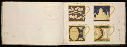 Honoré porcelain sample catalog, Honoré, Firm, 19th century, watercolor, gouache, ink, graphite, ca. 1800-1820, The manuscript