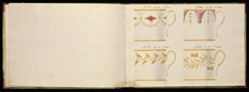Honoré porcelain sample catalog, Honoré, Firm, 19th century, watercolor, gouache, ink, graphite, ca. 1800-1820, The manuscript