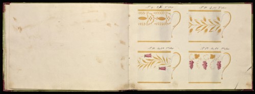 Honoré porcelain sample catalog, Honoré, Firm, 19th century, watercolor, gouache, ink, graphite, ca. 1800-1820, The manuscript