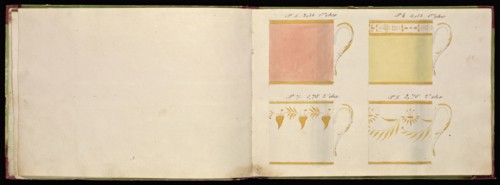 Honoré porcelain sample catalog, Honoré, Firm, 19th century, watercolor, gouache, ink, graphite, ca. 1800-1820, The manuscript