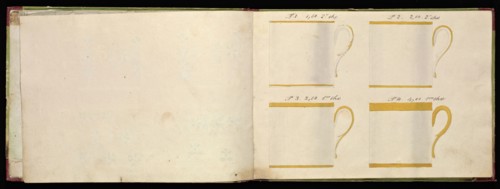 Honoré porcelain sample catalog, Honoré, Firm, 19th century, watercolor, gouache, ink, graphite, ca. 1800-1820, The manuscript