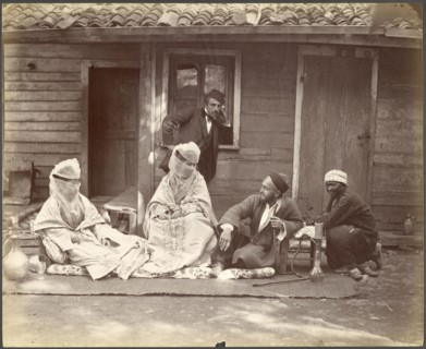 Turkish sheikh and his wives, orientalist photography, Abdullah frères, Albumen, 186-?, 269 Scheigh, chef turc