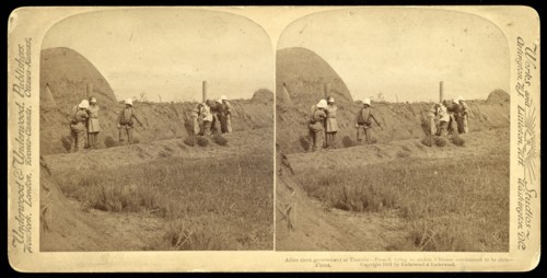 French tying stakes to Chinese condemned to be shot, China, Allies' stern government at Tientsin, French tying stakes to Chinese