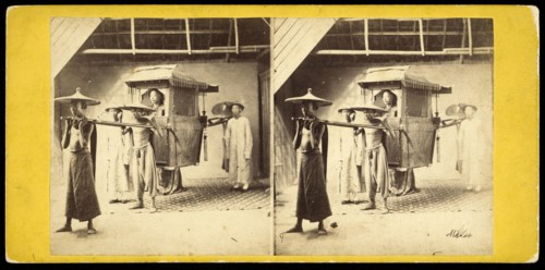 Mandarin in sedan chair and attendants, E. and H.T. Anthony, Firm, Miller, Milton, Albumen, 1860