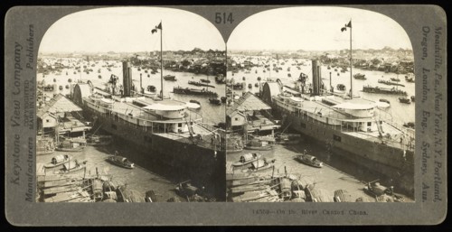 Canton, China, On the river, Canton, China, Keystone View Company, Gelatin silver, between 1895 and 1905, View of a steamer