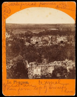 Photograph 2/3 forming a panorama of Uxmal, Augustus and Alice Dixon Le Plongeon papers, 1763-1937, bulk 1860-1910, Albumen