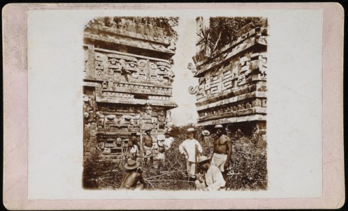 Alice Le Plongeon with rifle, Views of Mayan ruins in the Yucatan, Le Plongeon, Augustus, 1826-1908, Collodion half-stereo print