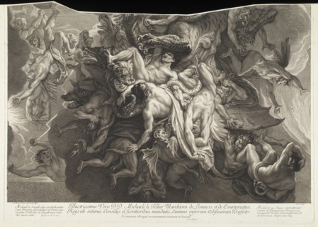 Fall of the rebel angels: lower sheet, Le Brun, Charles, 1619-1690, Loir, Alexis, 1640-1713, Etching, engraving, black-and-white