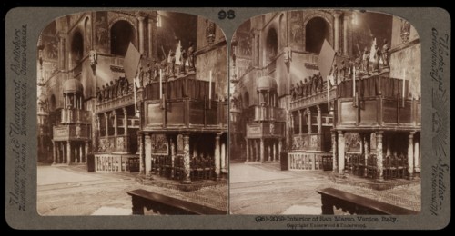 Venice, Interior of San Marco, Venice, Stereographic views of Italy, Underwood and Underwood, Underwood, Bert, 1862-1943