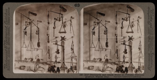 Steelyards and scales found at Pompeii, Stereographic views of Italy, Underwood and Underwood, Underwood, Bert, 1862-1943