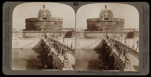 Rome, Bridge and Castle of St. Angelo, Rome, Stereographic views of Italy, Underwood, Bert, 1862-1943