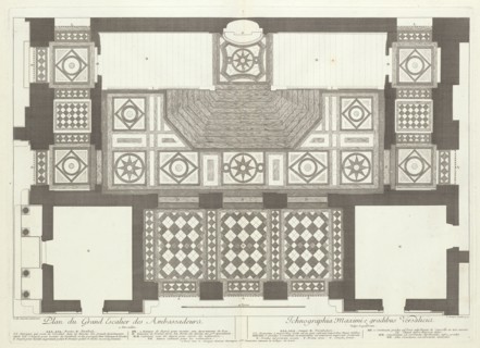 Plan du grand escalier des ambassadeurs a Versailles, Grand escalier du Château de Versailles dit Escalier des ambassadeurs