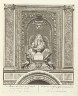 Le buste de Louis le Grand dans le grand escalier de Versailles éxécuté en marbre par Ant. Coyzevox, Grand escalier du Chateau