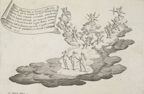 Guerra di bellezza, Italian theater prints, Callot, Jacques, 1592-1635, Parigi, Giulio, 1571-1635, Etching, black-and-white
