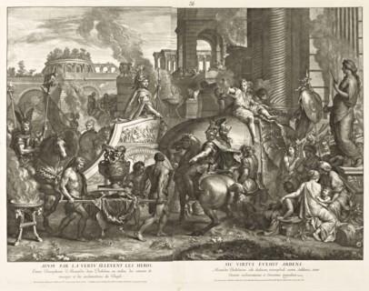 Triumphal Entry into Babylon, Battles of Alexander, Audran, Gérard, 1640-1703, after Le Brun, Charles, 1619-1690, Etching