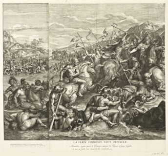 Crossing of the Granicus, Battles of Alexander, Audran, Gérard, 1640-1703, Le Brun, Charles, 1619-1690, Etching, engraving