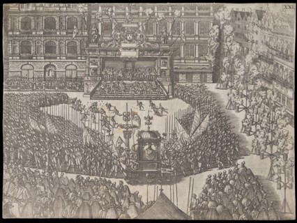 Festivities in honor of the entry into Antwerp of Francis, Duke of Anjou and Alençon, Italian theater prints, Plantin
