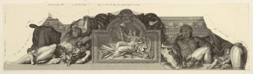 Relief flanked by figures of Hercules with the Cretan bull and a horse of Diomedes, Apotheosis of Hercules, Le Brun, Charles
