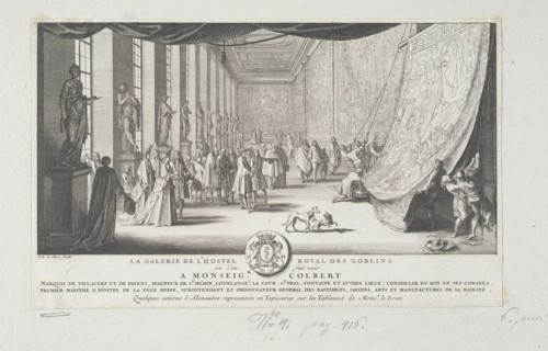 Title plate, La galerie de l'hostel royal des Goblins ou l'on fait voir a monseig.r Colbert, quelques actions d'Alexandre