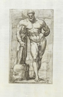 Hercules a labore quiescens, Segmenta nobilium signorum e statuaru, Perrier, François, 1590?-1656?, Engraving, 1638, Front view
