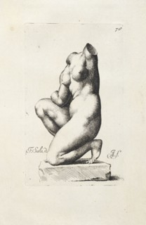 Crouching Aphrodite or Artemis, Signorvm vetervm icones, Bisschop, Jan de, 1628-1671, Salviati, Francesco, 1510-1563, Etching