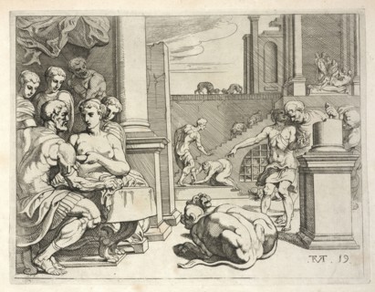 Scene from the Galerie d'Ulysse in Fontainebleau, Les trauaux d'Vlysse, Abate, Nicolò dell', ca. 1509-1571, Primaticcio