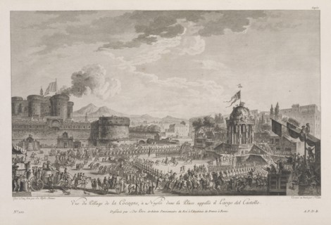 à Naples dans la place appellée il Largo del Castello, Vue du pillage de la cocagne, à Naples dans la place appellée il Largo
