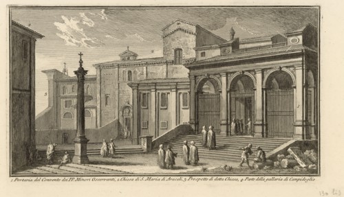 Portaria del Convento dei PP. Minori Osservanti, Delle magnificenze di Roma antica e moderna, Vasi, Giuseppe, 1710-1782, Etching