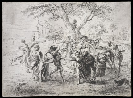 Dance of the Italian peasants, Heil, Leo van, b. 1605, Rubens, Peter Paul, Sir, 1577-1640, Etching, ca. 1640
