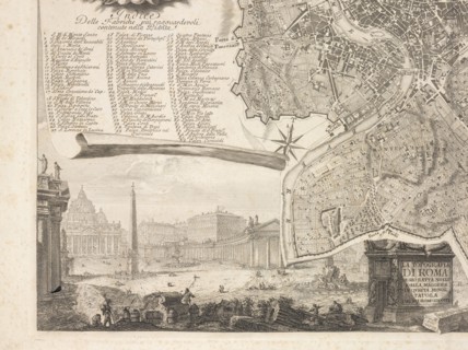 Index and view of the Vatican, Nuova pianta di Roma, Nolli, Giambattista, ca. 1692-1756, Etching, 1748