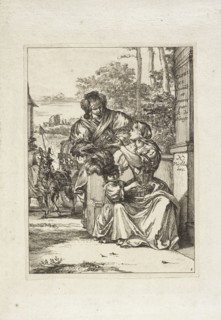 Two women and a little girl, Hooghe, Romeyn de, 1645-1708, Visscher, Nicolae, 1618-1679, Engraving, 1674, Engraved