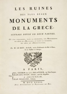 Title Page, Les ruines des plus beaux monuments de la Grece: ouvrage divisé en deux parties, où l'on considere, dans la premiere