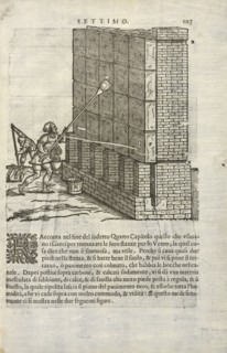 Erecting a wall, I dieci libri d'architettura, Rusconi, Giovanni Antonio, 16th cent., Woodcut, 1660