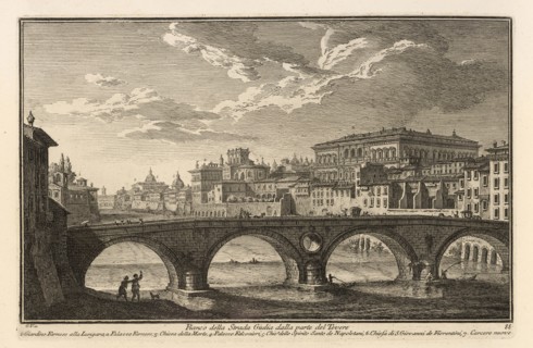 Fianco della Strada Giulia dalla parte del Tevere, Delle magnificenze di Roma antica e moderna, Vasi, Giuseppe, 1710-1782